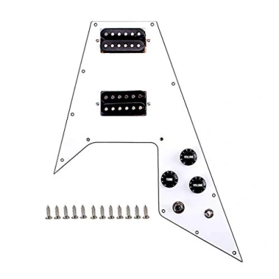 Image of Alnicov 3 Ply Loaded Prewired Pickguard Wired Plate for Guitar,Compatible with Gibson Flying V Style Guitar,White