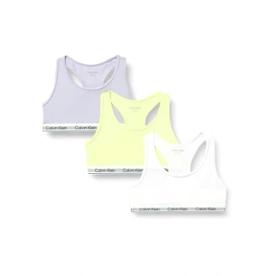 Image of Calvin Klein Underwear Bralette 3 PACK Bustier for kids, Size: 8 10y, Purpleheather/elfinyellow/white