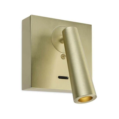 Image of Gamma LED Wall Reading Light Satin Gold 179lm 2700K