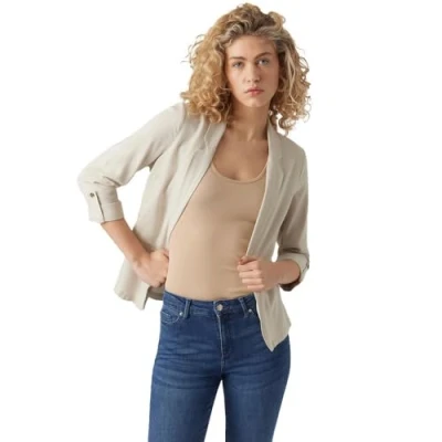 Image of Vero Moda Women&#039;s Vmjesmilo 3/4 Loose Blazer, Silver Lining, M