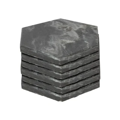 Image of 6x Black Hexagonal Marble Coasters 10cm By Argon Tableware