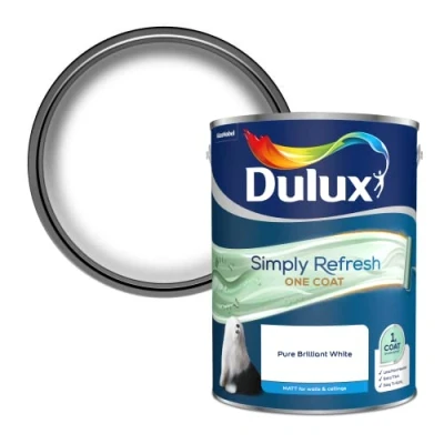 Image of Dulux Simply Refresh One Coat Matt Emulsion Paint Pure Brilliant White 5L