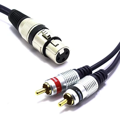 Image of VITALCO XLR Female to 2x RCA Stereo Cable Microphone 1,5m 3 Pin Adaptor