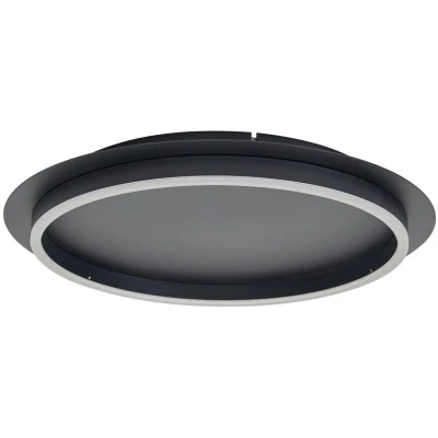 Image of Lindby LED ceiling light Kunis, black, plastic, Ø 46 cm