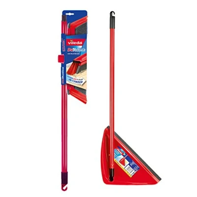 Image of Vileda 157590 DuActiva Anti Dust Broom Plus Long Handle Dustpan,Red,8 x 28.5 80 cm