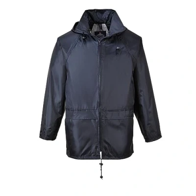 Image of Portwest S440 Men&#039;s Waterproof Rain Jacket Lightweight Durable Hooded Weather Protection Safety Navy, Large