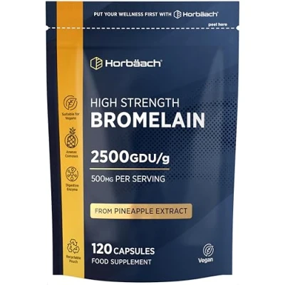 Image of Bromelain Capsules 500mg 2500GDU High Strength Digestive Enzyme Supplement 120 Vegan by Horbaach
