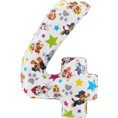 Image of Toyland® 26 Inch Paw Patrol Number Foil Balloon Kids Party Balloons 1 6 Available (NUMBER 4)