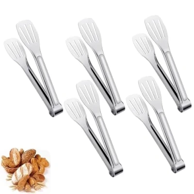 Image of 5Pcs Kitchen Tongs, 9&#039;&#039; Stainless Steel Food Serving Tongs Buffet Cooking
