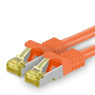 Image of 1aTTack.de 1 X 15 M Cat 7 Ethernet Cable High Speed Gigabit RJ45 LAN Patch Cord with 10Gbps 600Mhz/s SFTP PIMF LSZH Orange