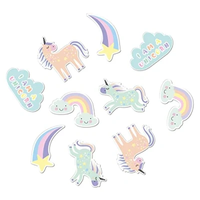 Image of Folat 68321 Table Confetti XL Unicorns &amp; Rainbows 45 Pieces, Multi Coloured