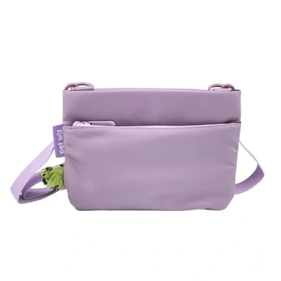 Image of pet wiz Slim Waterproof Crossbody Dog Walking Bag with Two Zips, Discreet Poop Dispenser and Adjustable Strap Available in Lilac Baby Blue (Lilac)