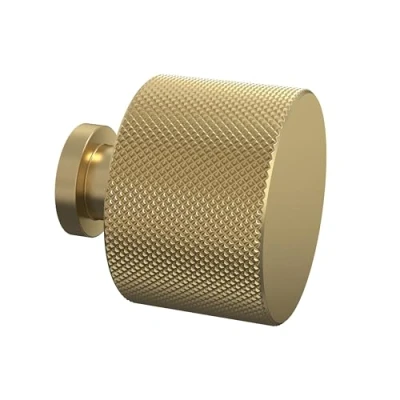 Image of Balterley Knurled Indented Round Knob, 30mm Brushed Brass