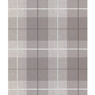 Image of Taupe Country Tartan Wallpaper Checked Hessian Paste Wall Vinyl