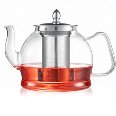 Image of Spring Chef 1200ml/40.58oz Clear Glass Tea Pot with Infuser, Removable Infuser Handmade, Heat Resistant Borosilicate Teapot Strainer