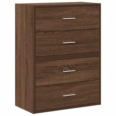 Image of vidaXL Cabinets with 2 Drawers Engineered Wood Storage Solutions for Living/Dining/Bedroom Brown Oak, 60x31x40 cm Versatile &amp; Durable