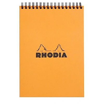 Image of RHODIA 16501C Spiral Notebook (Full Bound) Orange A5 Ruled 80 Detachable Sheets Clairefontaine Paper g/m Soft and Resistant Coated Card Cover Classic