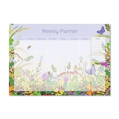 Image of Exacompta Ref GS011Z Weekly Planner, 90gsm Paper 210mm x 297mm A4 Landscape in Style, 40 Sheets with a Butterfly Design, , Great for Getting Organised