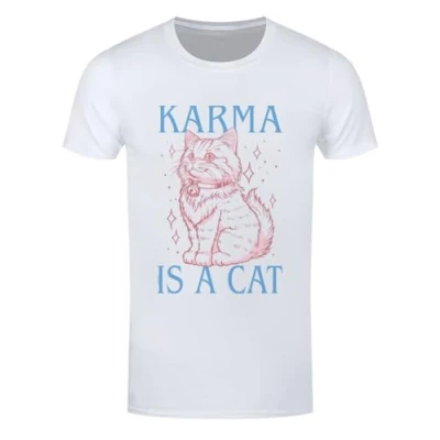 Image of Karma is A Cat White Men&#039;s T Shirt