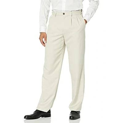 Image of Amazon Essentials Men&#039;s Classic Fit Expandable Waist Pleated Dress Trousers, Stone, 33W / 28L