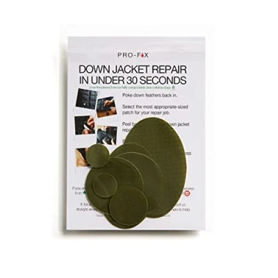 Image of PRO FIX: Easy to Use Down Jacket Repair Patch Kits Pre Cut, Self Adhesive, Waterproof, Tear Resistant Patches for Repairing Clothing, Sleeping Bags, Tents, Outdoor Gear Olive Green