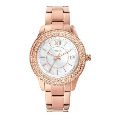 Image of Fossil Watch for Women Stella, Three Hand Date Movement, 37 mm Rose Gold Stainless Steel Case with a Strap, ES5131