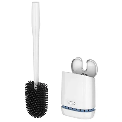 Image of MR.SIGA Toilet Bowl Brush and Holder, Durable Flexible Bristles, Wall Mounted for Bathroom Cleaning, White, 1 Pack