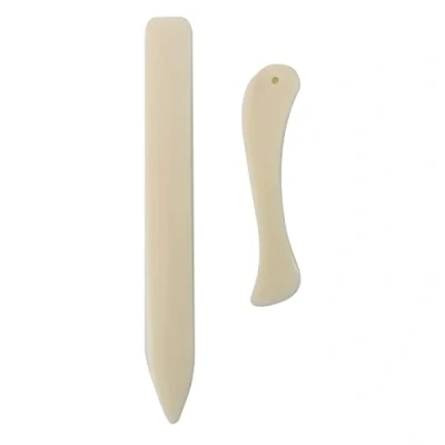 Image of 2 PCS Bone Folder Tool, Paper Creaser Set Scoring Curved and Straight Folders, for DIY Handmade Leather Burnishing Bookbinding Books Cards Crafts