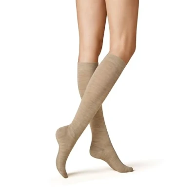 Image of KUNERT Women&#039;s Soft Wool Cotton KSD Knit Knee Socks, Virgin, Beige Mel, 35 38