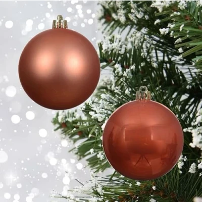 Image of 24 orange christmas baubles spiced pumpkin decorations tree hanging ornament 60mm 6cm matte shiny set autumn halloween baubles.