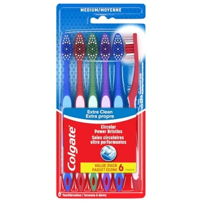 Image of Colgate Extra Clean Full Head Toothbrush, Medium 6 Count