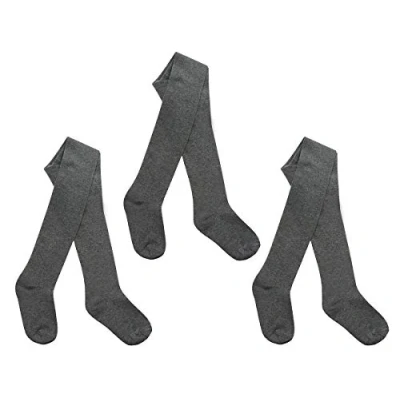 Image of 3 Pairs I.L.C.K Girls Back To School Plain Cotton Rich Tights Grey 13 Years