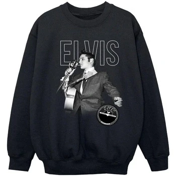 Image of Absolute Cult Elvis Girls Logo Portrait Sweatshirt Black 12 13 Years