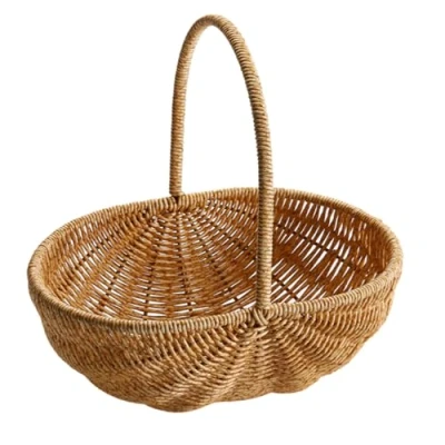 Image of Wicker Picnic Basket With Handles, 11x8x11in Natural Large Willow Hamper Empty Cheap Easter Eggs Candy Storage Wine For Toy, Flower, Wedding Gifts Medium