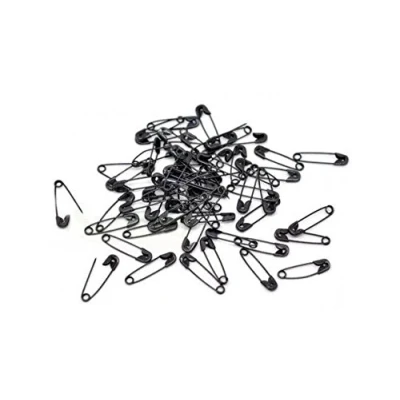 Image of 50 x Gold or Silver Colour Safety Pins Small 20mm 2cm (Black)