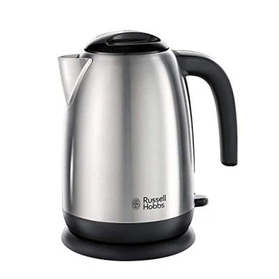 Image of Russell Hobbs Stainless Steel &amp; black Electric 1.7L Cordless Kettle with handle (Fast Boil 3KW, Removable washable anti scale filter, Pull off lid, Perfect pour spout) 23911