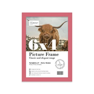 Image of 6x4 Inch Pink Photo Frame Wall Mountable and Freestanding Picture Standard Photograph Size, 6&quot; X 4&quot; (15 10cm)