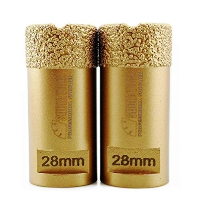 Image of SHDIATOOL Dry Diamond Drill Core Bit 2PK 28mm Hole Saw with M14 Thread for Porcelain Tile Granite Marble