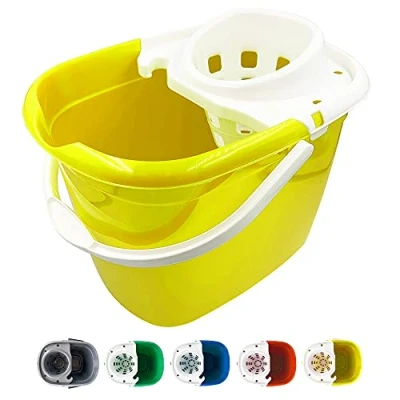 Image of Colour Coded Mop Buckets − 12L Bucket with Wringer and Easy Carry Handle for Domestic Commercial Cleaning (Yellow)