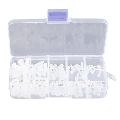 Image of 150pcs M2 M2.5 M3 M4 M5 Nylon Bolts and Nuts Hex Screws Washers Fastener Assortment Kit with a Plastic Box
