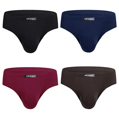 Image of wirarpa Men&#039;s Modal Briefs Underwear Super Soft Microfibre Underpants No Front Slips Covered Waistband 4 Pack XX Large