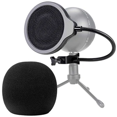 Image of Snowball Mic Pop Filter with Foam Windscreen 4 Inch 3 Layers Wind Screen Mask Shield and Cover For Blue to Improve Sound Quality by YOUSHARES