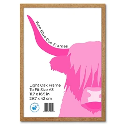 Image of A3 Light Oak Wooden Picture Frame 11.7 x 16.5 Inch (29.7 42cm) Acrylic Safety &#039;Glass&#039; Photo