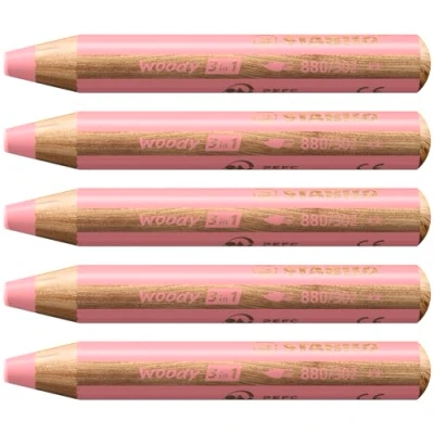 Image of Multi Talented Pencil STABILO woody 3 in 1 Pack of 5 Pastel Pink