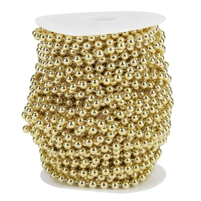 Image of HEEPDD Pearl Bead String, 82ft 6mm Artificial Electroplating Beads String Chain Garland for DIY Wedding Christmas Party Decoration Bridal Bouquet(Gold)