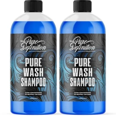 Image of Car Wash Shampoo, PH Neutral, High Foam and Shine, Ultra Slick Gloss Finish 260:1 Concentrate For Cleaning Detailing Pure Definition (2 x 1000ml)