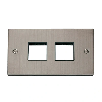 Image of Click Deco 2 Gang Plate x Aperture Unfurnished Stainless Steel Black Inserts