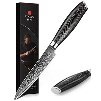 Image of XINZUO 12.6cm Paring Knife, 67 Layers Damascus Steel Kitchen Cooking Fruit Knife Multifunctional Peeling with Pakkawood Handle Ya Series