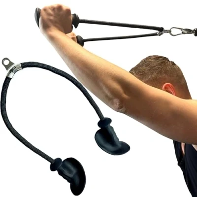 Image of MuscleForge® Ergonomic Triceps Rope, Pull Down Tricep Rope Cable Attachment for Pulley, machine, Non slip Handles Triceps, Biceps, Abdominal Training in Gym or Home
