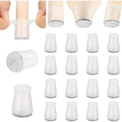 Image of Aneaseit Chair Leg Floor Protectors 1&quot; X 16 pcs Clear Felt Bottom Silicone Pads for Hardwood Floors &amp; Furniture Feet Rubber Caps Chairs Small